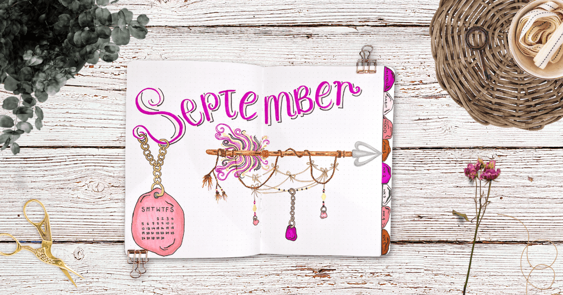 bullet journal september pink arrow theme