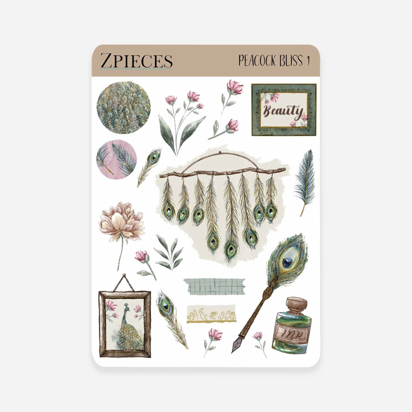 Peacock Bliss | Planner & journal Sticker Sheet