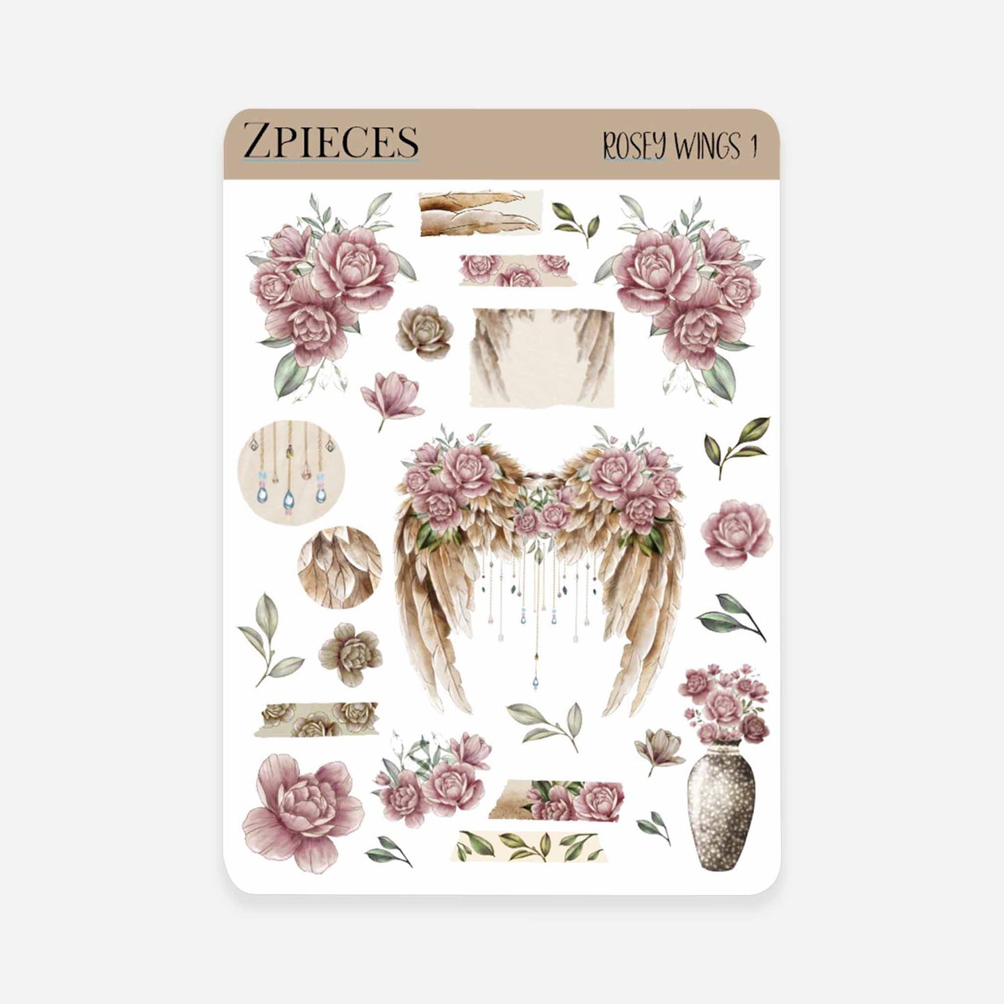 Rosey Wings | Planner & journal Sticker Sheet