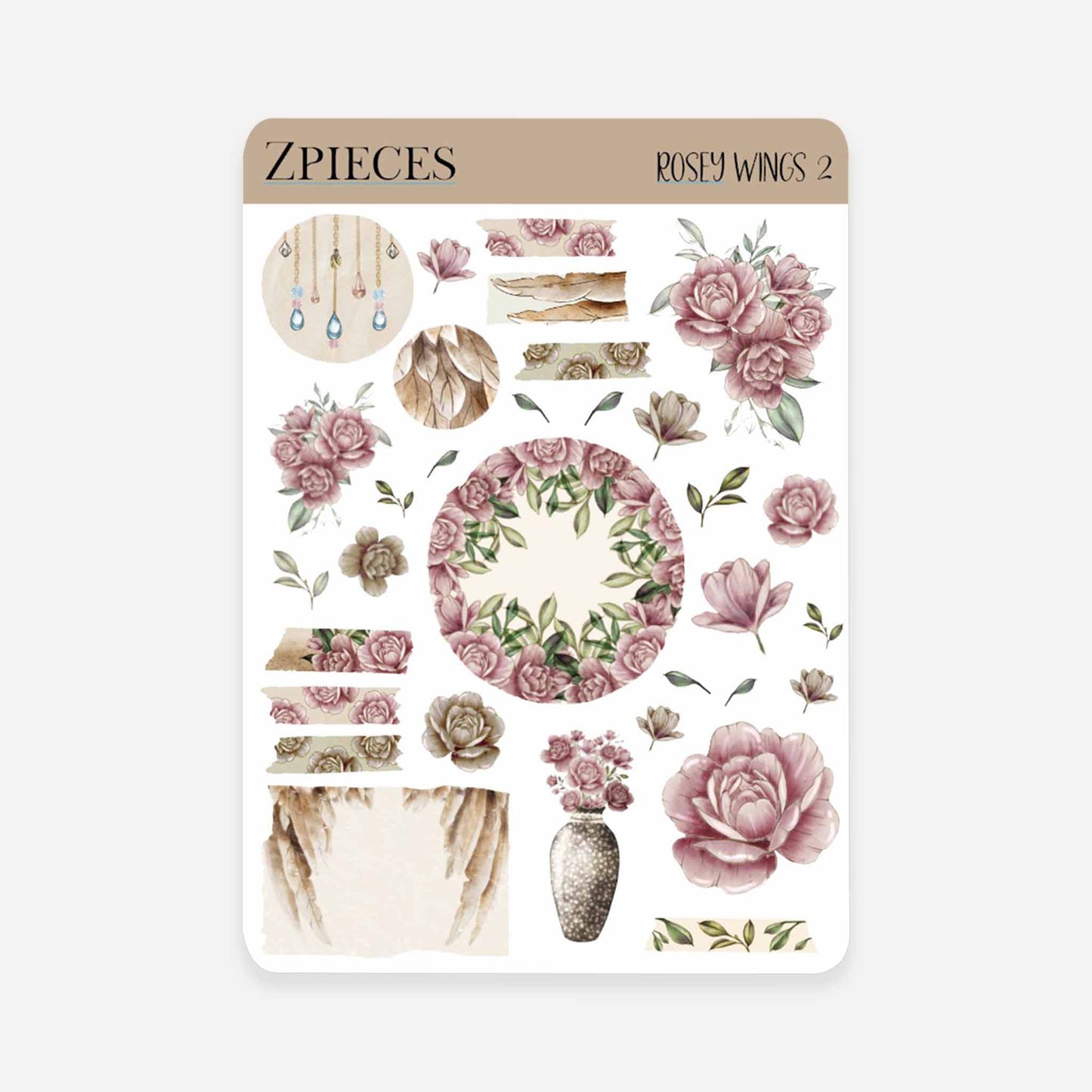 Rosey Wings | Planner & journal Sticker Sheet