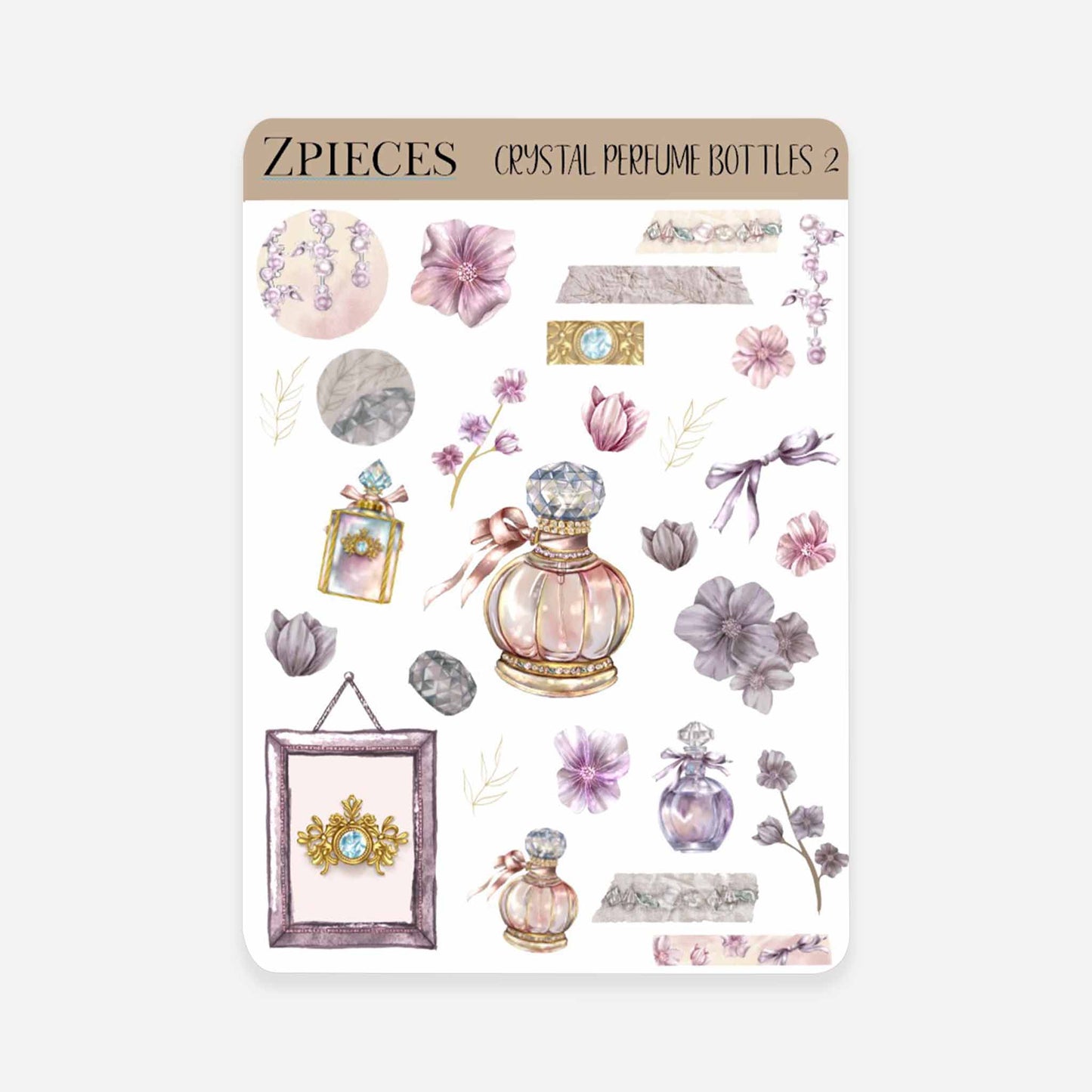 Crystal Perfume Bottles | Planner & journal Sticker Sheet