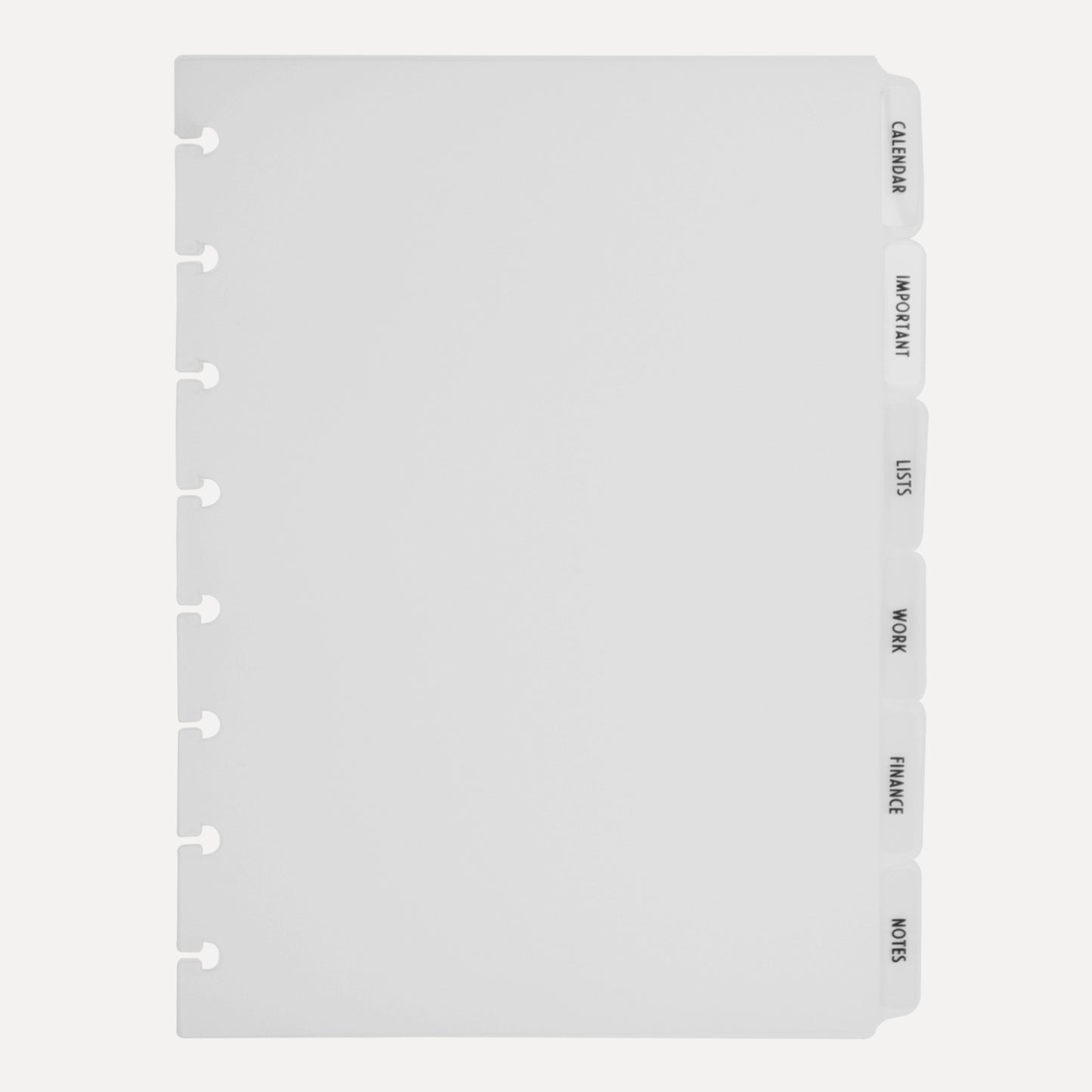 A5 Side Blank Tab Dividers | Frosted Clear | Discbound planner