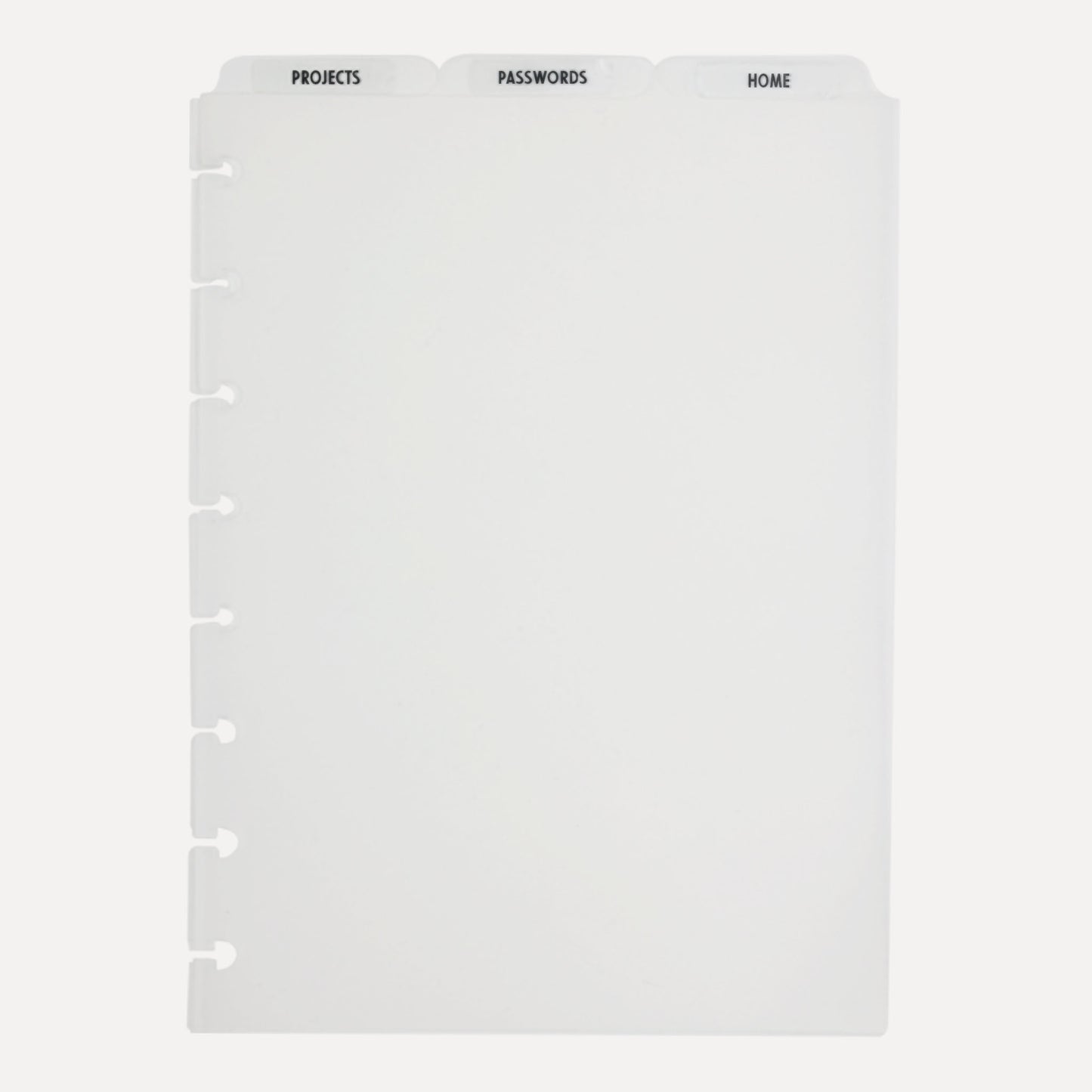 A5 Top Blank Tab Dividers | Frosted Clear | Discbound planner