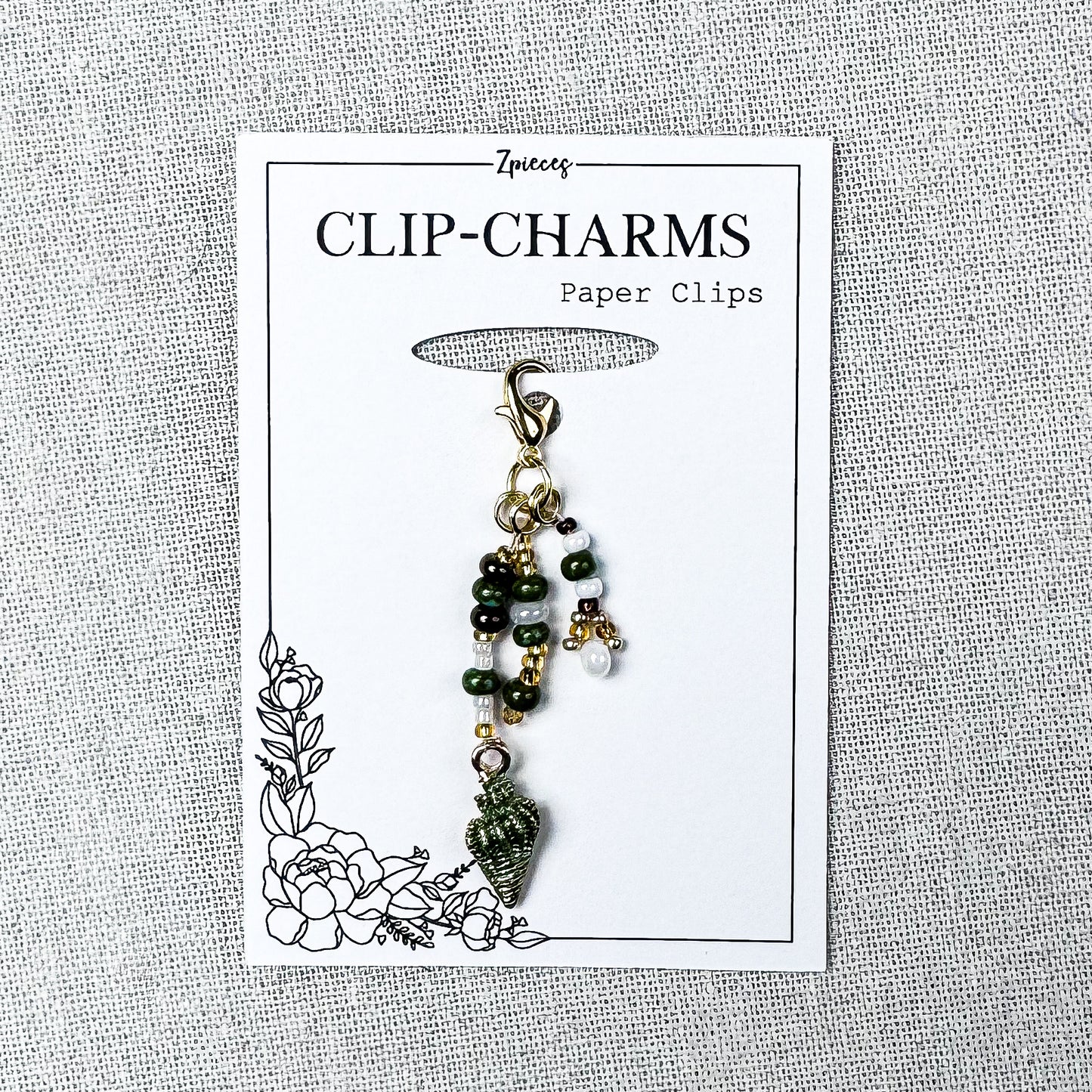 Clip Charm | Green Seashell