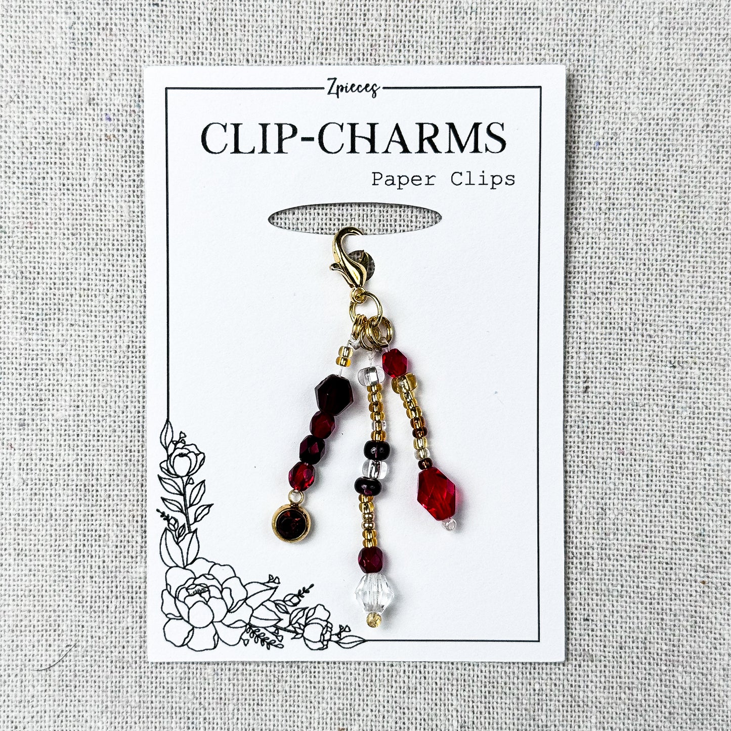 Clip Charm | Ruby bloom