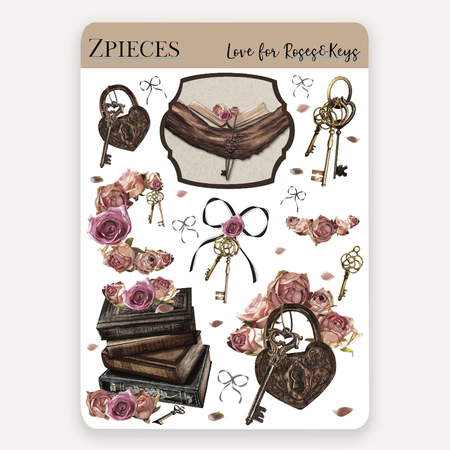 Roses & Keys | Planner & journal Sticker Sheet