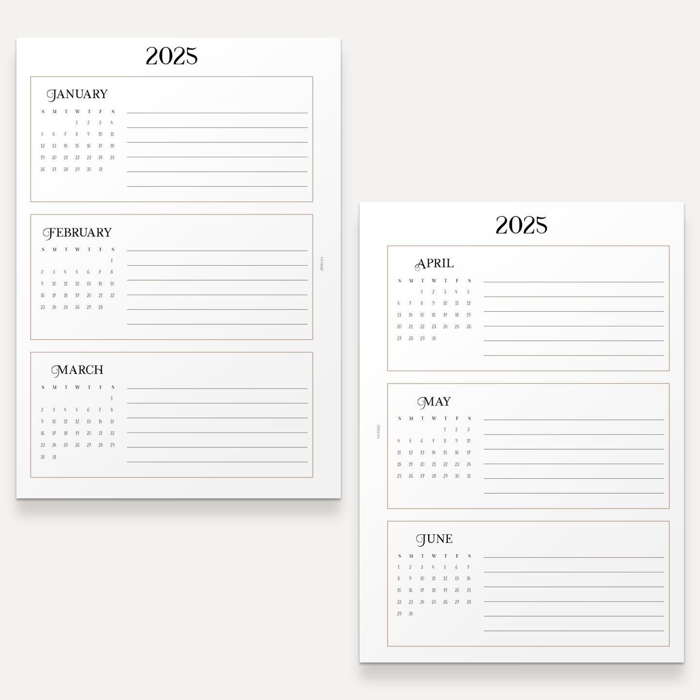 A5 | 2025 Yearly Agenda Planner | Discbound Rings | ENGLISH