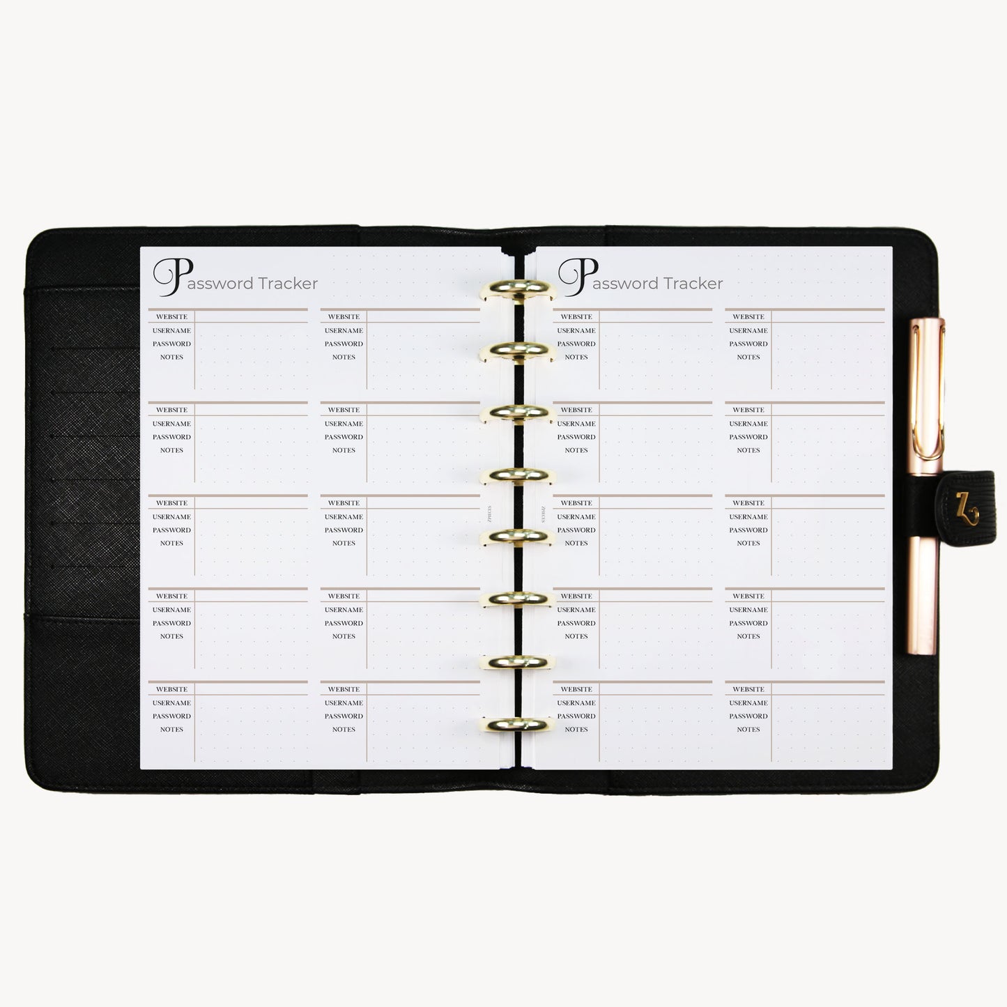 Password Tracker | A5 Planner Inserts - zpieces