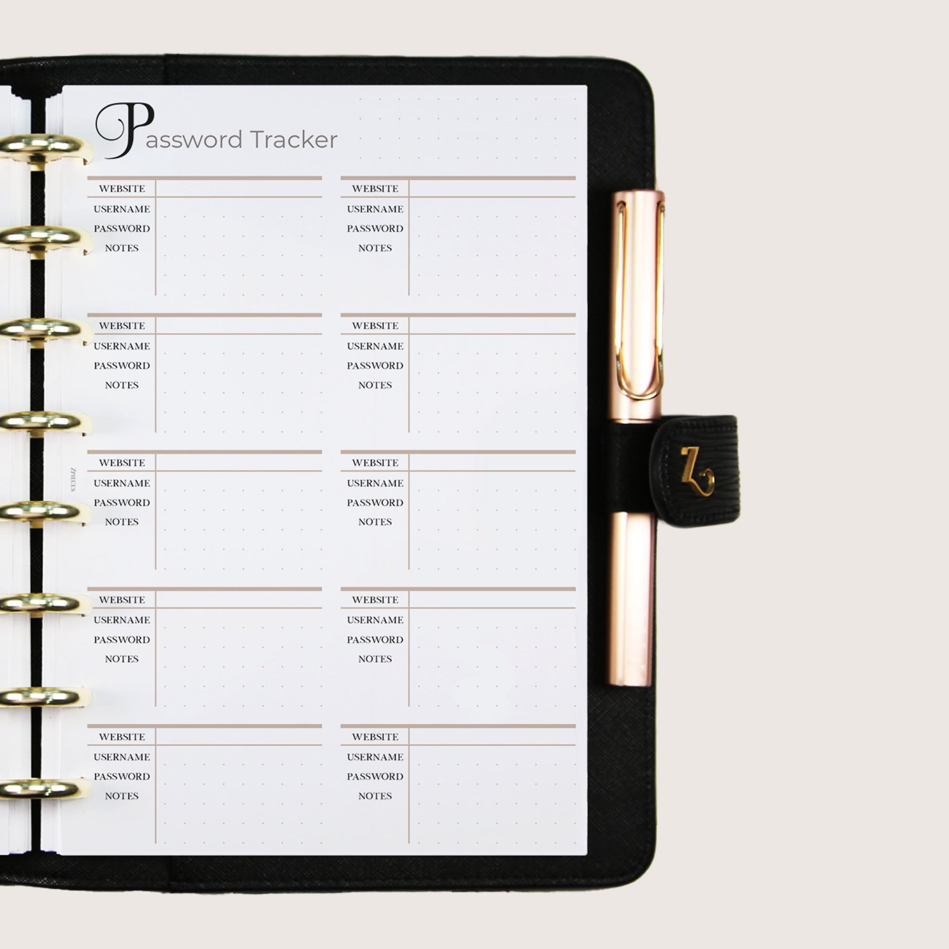 Password Tracker | A5 Planner Inserts - zpieces