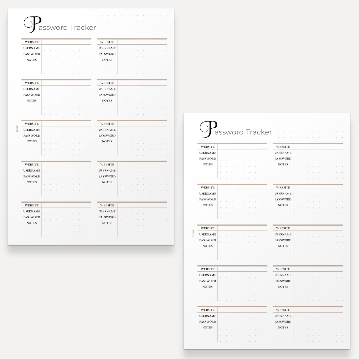 Password Tracker | A5 Planner Inserts - zpieces