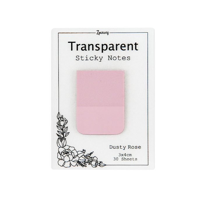 pink transparent sticky notes